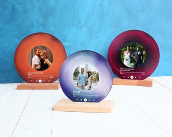 Personalized Vinyl Record with Photo: Acrylic Song Plaque, Anniversary Gift for Friends, Birthday Gift for Her Him, Christmas Gifts