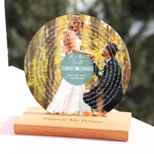 Custom Song Lyrics Vinyl Record, Wedding Lyrics Song with Photo, Song Lyrics Print, Personalised First Dance Song, Anniversary Gift For Her