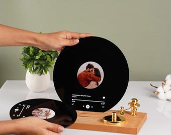 Now Playing Vinyl Record Stand Holder Custom Personalized Display Tabletop Gift for DJ Dad Music Lover Organizer Decor Printed Album LP