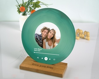 Personalized Song Record, Birthday Gift for Couple, Vinyl Record with Photo, Anniversary Gift for Her Him Song Plaque, Date Gift for Couples