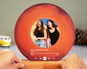 Personalized Vinyl Record with Photo - Acrylic Song Plaque Custom - Anniversary Gift for Friends - Birthday Gift for Her Him - Bestie Gifts