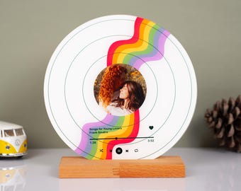 Two Moms Mother's Day Vinyl Record Photo Custom Song, LGBTQ Mother's Day Photo Gift, Rainbow Pride Record Song, Two Moms First Mother's Day