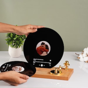 Now Playing Vinyl Record Stand Holder Custom Personalized Display Tabletop Gift for DJ Dad Music Lover Organizer Decor Printed Album LP