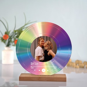 Plaque personnalisée de chanson - Cadeaux pour couple de lesbiennes - Cadeau d'anniversaire pour elle/lui - Cadeaux de mariage LGBTQ - Cadeaux pour petite amie - Plaque arc-en-ciel personnalisée