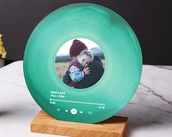 Placa con foto y canción para papá - Marco de fotos personalizado con láminas musicales - Regalo de cumpleaños - Regalo de Navidad - Regalo para él, novio o mejor amigo
