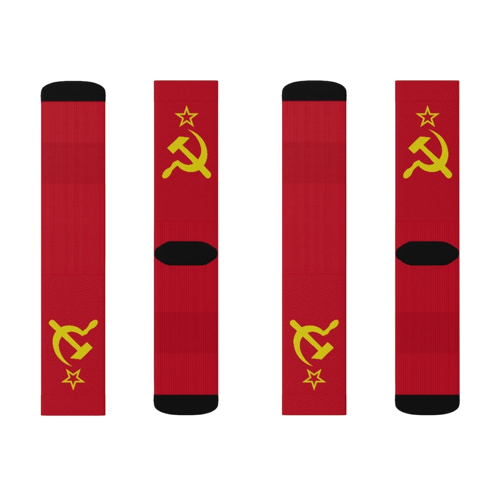 Ussr Hammer And Sickle Cccp Retro Russian Soviet Flag Socks Womens