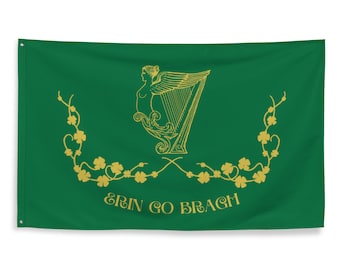 Green Irish Harp Flag - Etsy