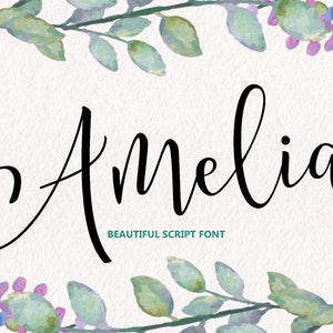 Amelia Font, Script Font, Handwritten Font, Wedding Font, Romantic Font ...