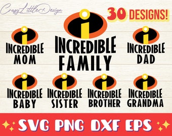 Incredible Family Bundle Layered SVG, PNG - Halloween Costume DIY - Incredibles Design Instant Download