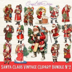 15 Vintage Santa PNG Clipart Bundle, Weihnachten Vintage Clipart, Weihnachten Retro Clipart, Retro Santa, Sofort Download, Scrapbooking, Karten
