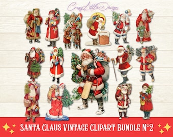 15 bundle di clipart PNG vintage di Babbo Natale, clipart vintage di Natale, clipart retrò di Natale, Babbo Natale retrò, download istantaneo, scrapbooking, cartoline