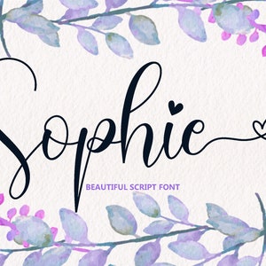 Sophie Script Font, Calligraphy Font, Heart Font, Font With Tails ...