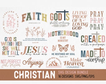 Christliches Bundle SVG, Schriftpaket, Sofortiger Download, Bibelvers-Bundle, Schnittdateien für Cricut, religiöse SVG, Jesus, Gott, Glaube svg dxf