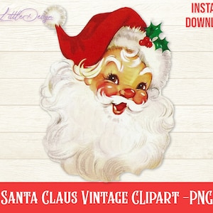 Vintage Santa PNG Clipart, Christmas Vintage Clipart, Christmas Retro Clipart, Retro Santa, Instant Download, Scrapbooking, Cards, Crafts
