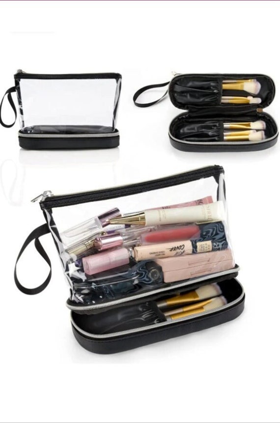 Transparent Compartment Makeup Bag Easy to Clean Makeup Etsy