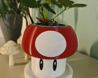 Pflanztopf - Super Mario Pilz Edition durch 3D-Druck hergestellt in verschiedenen Farben für Heim- und Bürodekoration