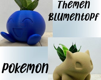 Pokémon Plant Magic: 3D printed flower pots with Bulbasaur, Shiggy and Myrapla! Anime/ Plant/ Pokemon