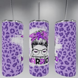Fibromyalgie fibro warrior paarse tumbler sublimatie of waterglijbaan