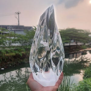 3797 gr of Beautiful Altar of Relief Andara Crystal Clear Diamond Milky Polished Full Energy