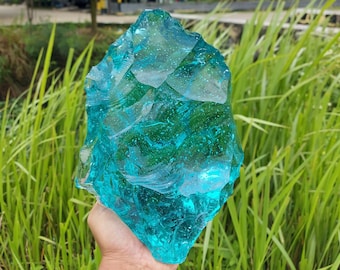 4192 gr de Andara Crystal Aqua Azul rugoso con Burbujas en el Interior Monatomic