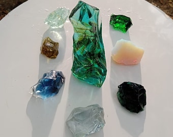 8 pcs//820 Gr of rough 1 set Andara Crystal mix colors monatomic