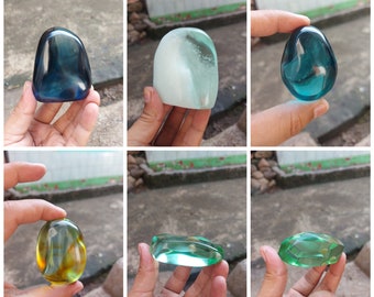 6 pcs Beautiful Polished Rare Andara Crystal Mix Colors