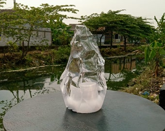 2492 g de diamante bruto Andara Crystal Clear Milky com anel interno monoatômico para cura.