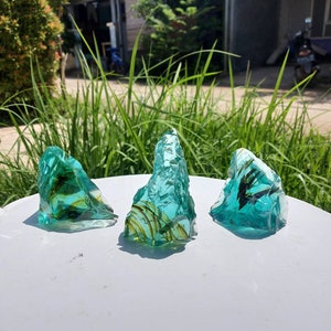 3 pcs//934 grams of rough special little Andara crystal turqoise motif for meditation