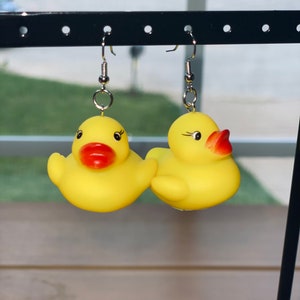 Yellow duck earrings