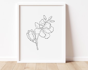 flower art | magnolia | flower art print | flower line art print | digital art | digital wall art | digital printable art