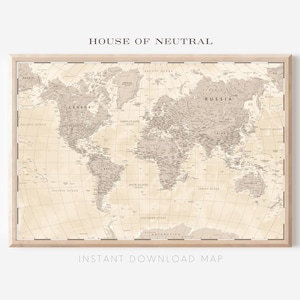 Weltkarte Sofort-Download (XL) - Druckbare Weltkarte, neutrale Weltkarte, druckbare Weltreisekarte, Weltkarte zum Drucken