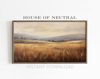 Fall Landscape Frame TV Art – Moody Autumn Field (Digital Download)
