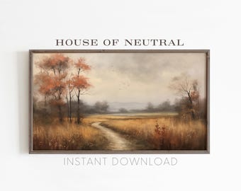 Fall Landscape Frame TV Art – Moody Autumn Field (Digital Download)