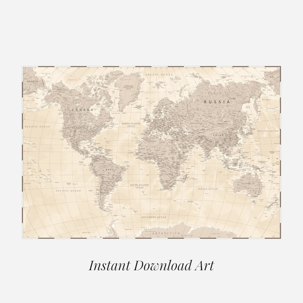 world map instant download (XL) | printable world map | neutral world map | printable world travel map | world map print