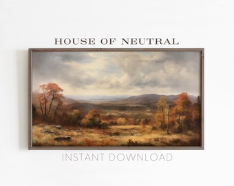 Vintage Autumn Field TV Art – Moody Fall Landscape (Digital Download)