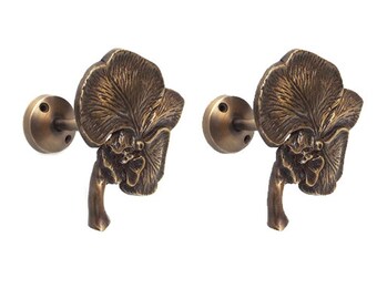 Antique Brass Drapery Curtain Tie Backs Fleur de Lis Antique Hardware Ormolu Window Treatment