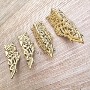 113mm Set of Solid Brass Corner Protector Skiffers Barn Owl Wall Table Corner Guard image 5