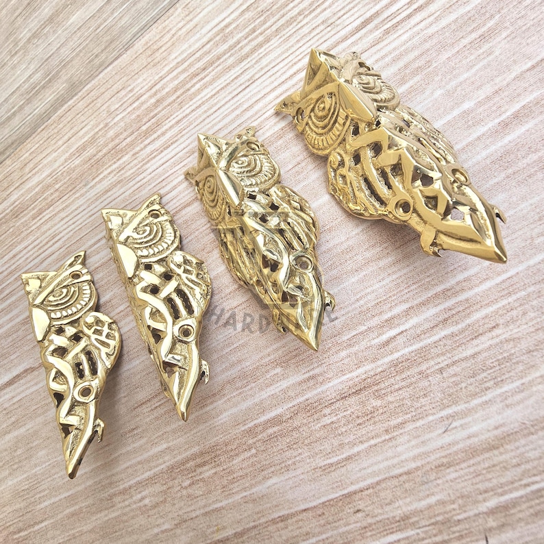113mm Set of Solid Brass Corner Protector Skiffers Barn Owl Wall Table Corner Guard image 5