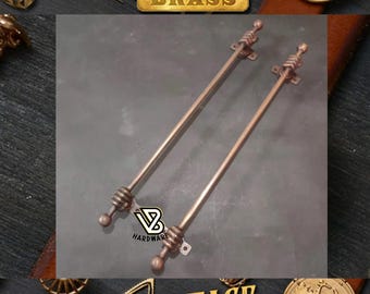 19.68" inch Vintage Elegant Hand unique Main Entry Door Handle | Pair of Solid Brass Door Pull Cabinet Handle