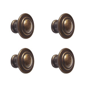 Set of 4pcs Knob Drawer Pulls, Antique Brass Drawer Handle, Vintage Round Ring Drawer Pulls, Kitchen Drawer Pulls