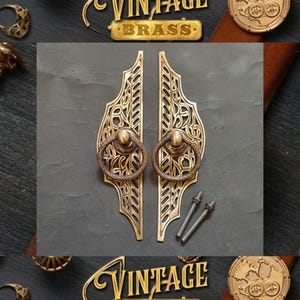 Set of Vintage Classic Elegant Main Entry Door Pull Handle Solid Brass Home Decor Express Ship