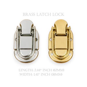 2.44" Set of Brass Hasp Latch Lock, Jewelry Chest Box Clasp, Small Box Hardware - Mini Cage