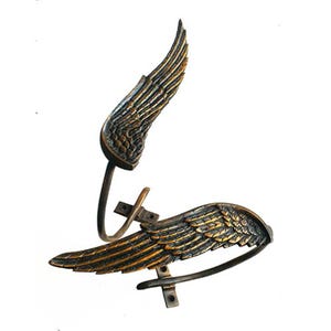 Pair of Vintage Angel Wings Curtain Tie Backs Holdback Solid Brass Wall Hooks Hanger Home Decor
