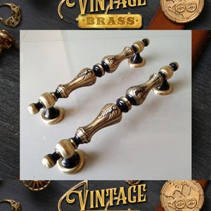 14.5&quot; Pair of Vintage Main Entry Door Pull Handle Pawn Antique Solid Brass Home Decor Express Ship