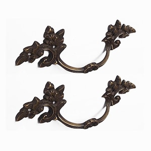 5.7インチ ヴィンテージ ソリッドブラス フラワーノブ キャビネットハンドル セット、ノブキャビネットプル 花柄 シャビーシック クローゼットハンドルプル ホームデコレーション