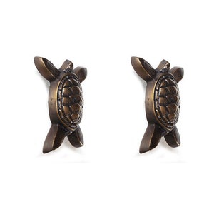 Pair of Brass Knob Drawer Pulls, Vintage Turtle Ocean Drawer Handle, Brass Drawer Pulls Home Decor