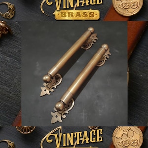Vintage Executive Round Main Entry Door Pull Handle Antique Solid Brass Door Decor