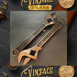 17.3&quot; Pair of Vintage Wrench Antique Door Handle | Unique Solid Brass Entry Door Pull | Main Big Door Handle Express Ship
