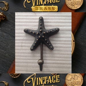 6.10&quot; inches Vintage Starfish Coat Hat Hook, Bathroom Hook Hanger, Kitchen Brass Hanger Wall Mount Strong Home Decor Fixture