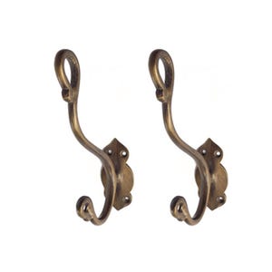 5.77&quot; inch Lot of Vintage Cool double hook Wall Coat Hat Hook Hanger, Bathroom Wall Hook Hanger, Strong Wall Mount Hook Hanger Antique Brass
